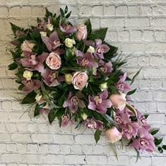 Orchid and Rose Funeral Spray