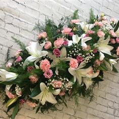 Pink and White Coffin Spray