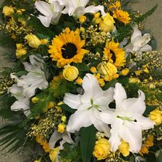 Lily, Rose and Sunflower Casket Spray