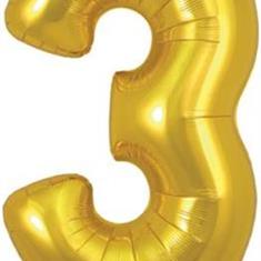 Gold Number 3 Balloon