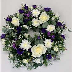 Purple and white wreath