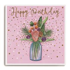 Happy Birthday Flowers in Vase Card