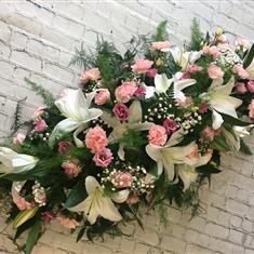 Pink and White Casket Spray