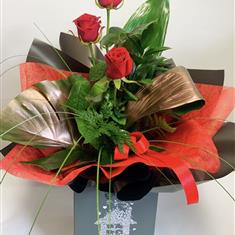 Front Facing Red Rose Hand Tied