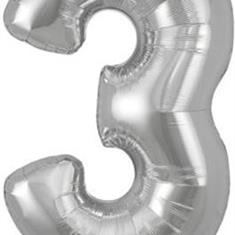 Silver Number 3 Balloon