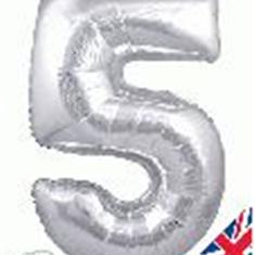 Silver Number 5 Balloon