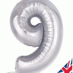 Silver Number 9 Balloon