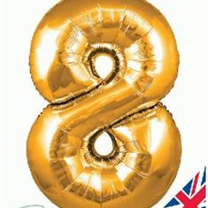 Gold Number 8 Balloon