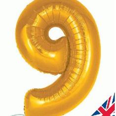 Gold Number 9 Balloon
