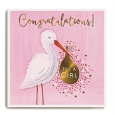 Congratulations It&#39;s A Girl Stork Card