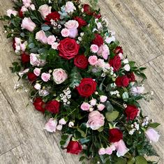 Red and Pink Rose Casket Spray