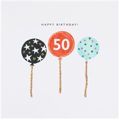 Happy 50th Birthday Balloon Card